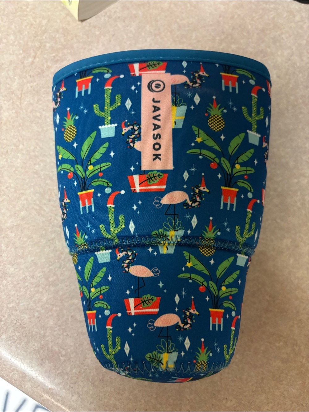 Blue Tropical Christmas Neoprene Cup Insulator